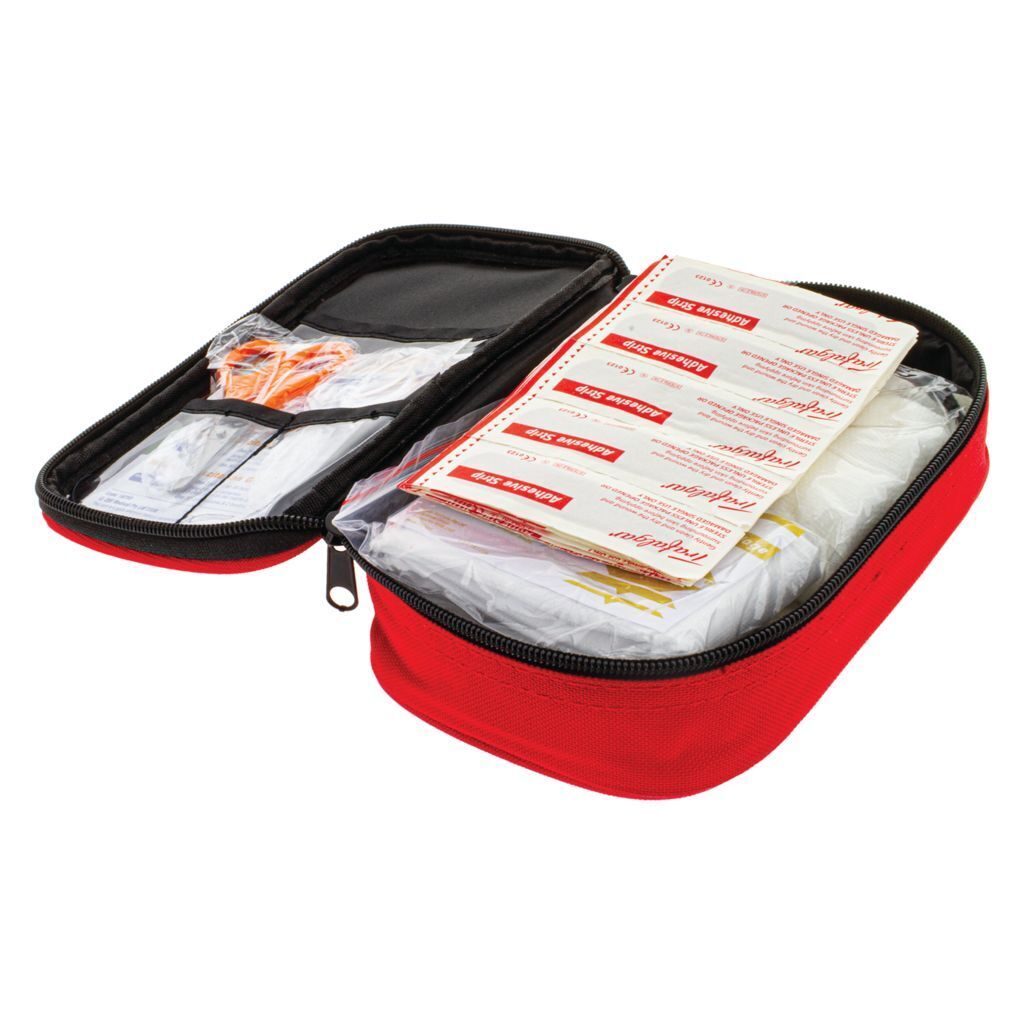 PERSONAL VEHICLE FIRST AID KIT SOFT RED DURABLE CASE