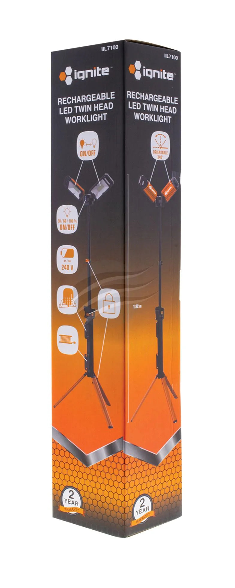 RECHARGEABLE LED WORK LIGHT TRIPOD TWIN HEAD 5000LMS MAX