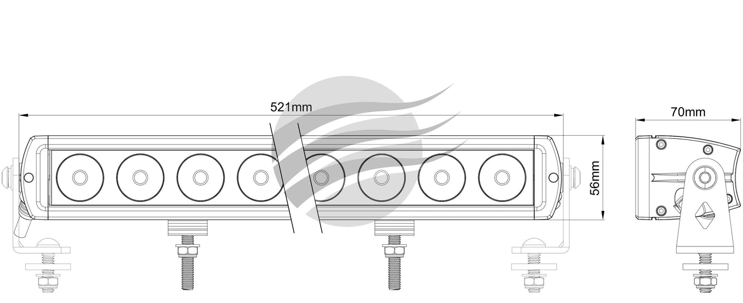 510mm DRIVING LAMP LIGHTBAR FLOOD BEAM 30Deg 9-36V 120Watt
