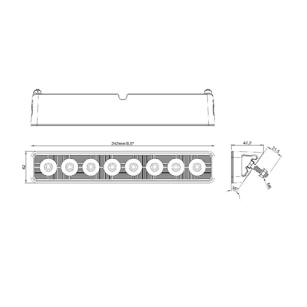 LED ANGLED WORKLAMP FLOOD BEAM 70 Deg 9-36V 48W 8 LEDs BLACK