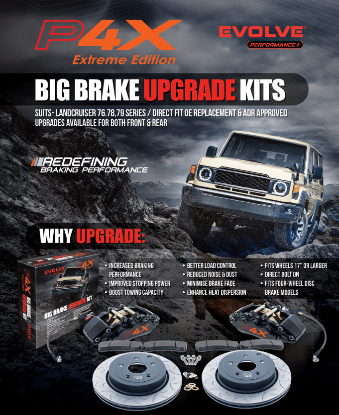 EVOLVE P4X BIG BRAKE UPGRADE TOYOTA LANDCRUISER 76, 78, 79 up to 08/2016 w/ Manual Locking Hubs - Front Kit