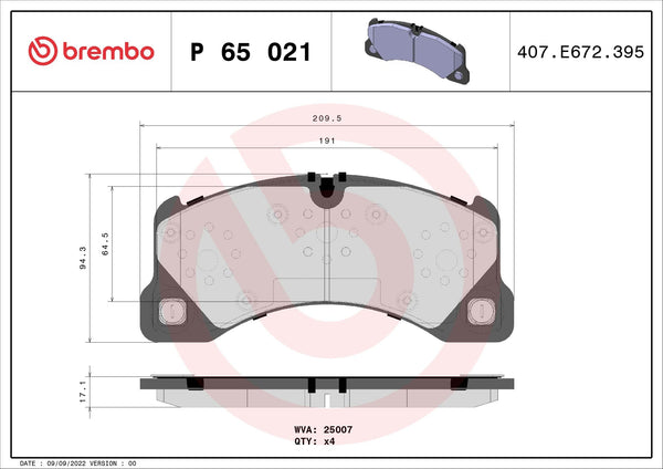 BREMBO BRAKE PAD - AUDI/PORSCHE/VW/SKODA