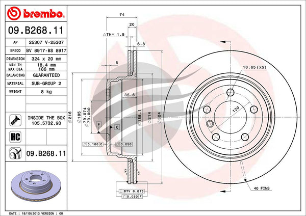 BREMBO BRAKE DISC - REAR 324 mm