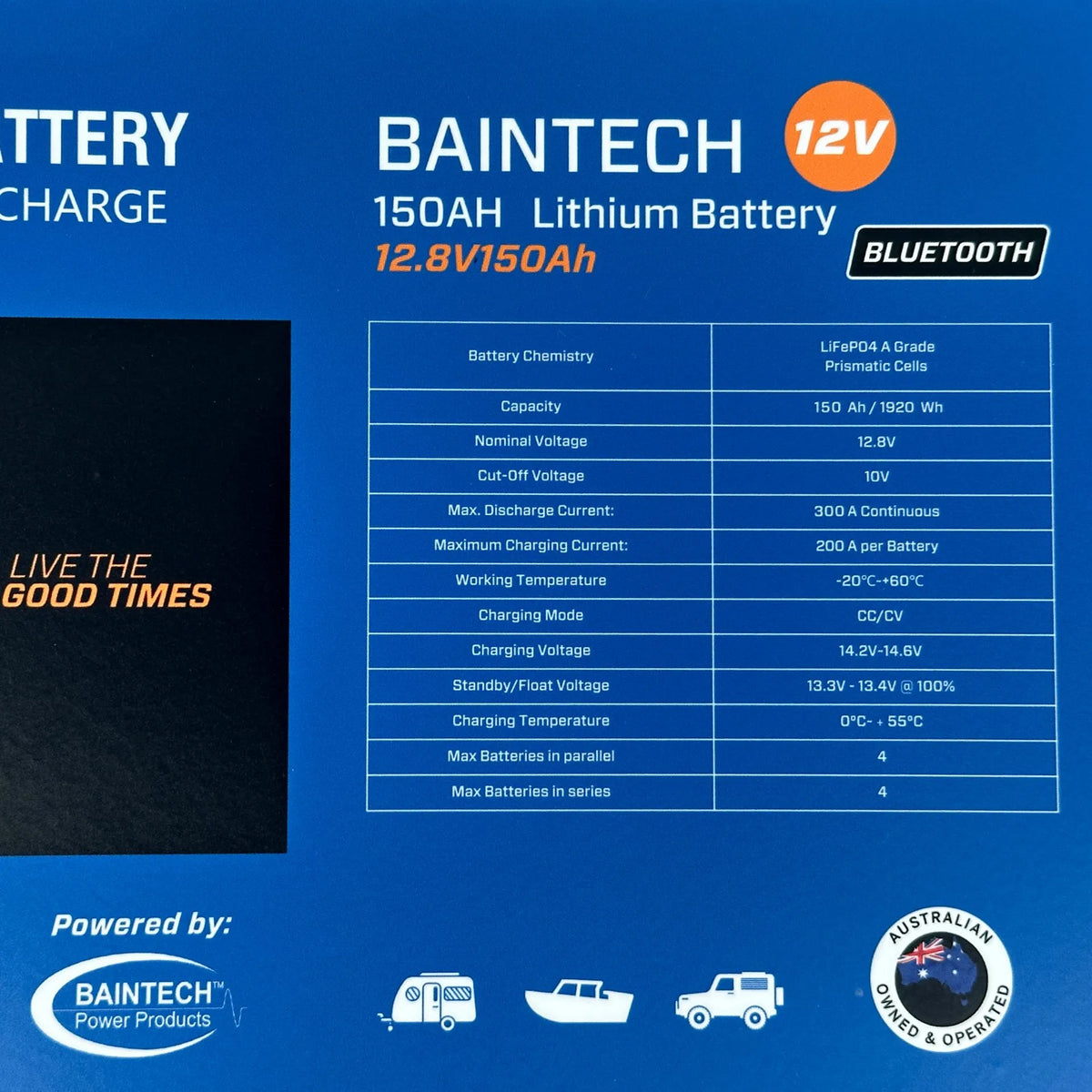 150Ah Slimline Lithium Battery – Baintech 12.8V with Bluetooth