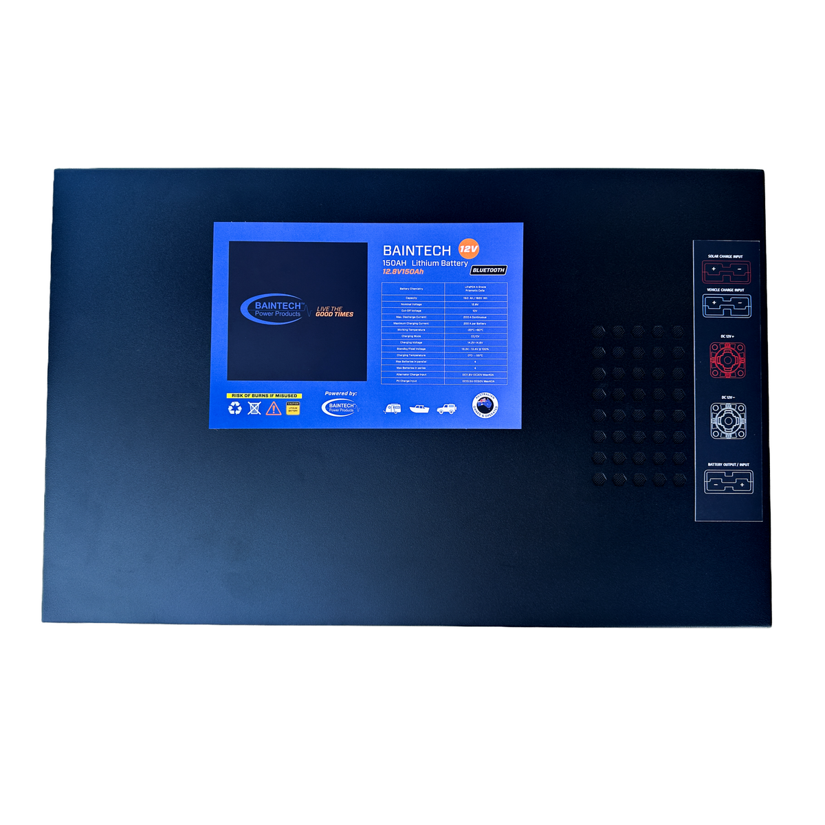 150Ah Slimline 40A DC-DC Lithium Battery – Baintech 12.8V with Bluetooth