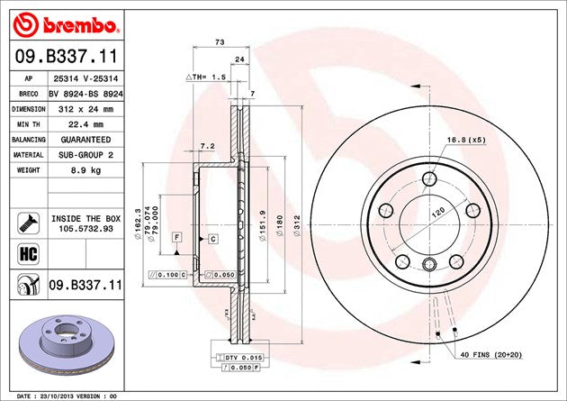 BREMBO BRAKE DISC - 312mm FRONT BMW