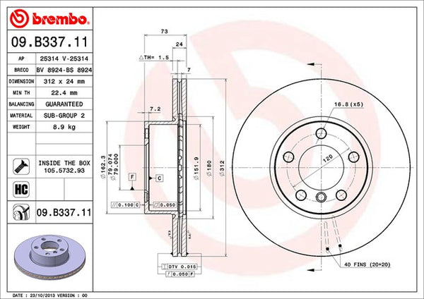 BREMBO BRAKE DISC - 312mm FRONT BMW