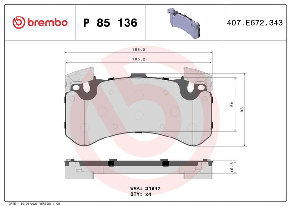 BREMBO BRAKE PAD - AUDI/VW FRONT