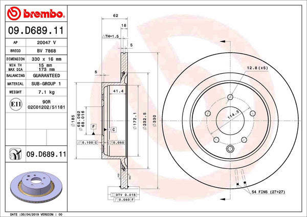 BREMBO BRAKE DISC - INFINITI REAR