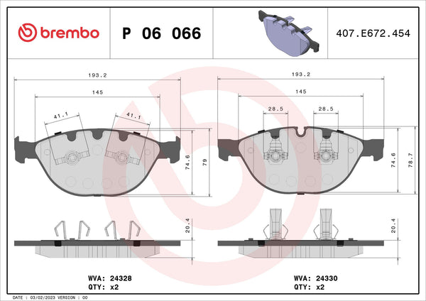 BREMBO BRAKE PAD - BMW FRONT