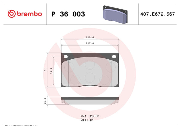 BREMBO BRAKE PAD - JAG FRONT