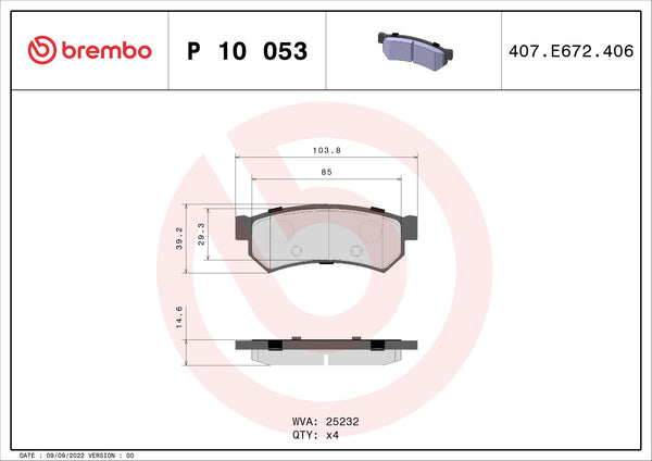 BREMBO BRAKE PAD - SUZUKI/CHEV REAR