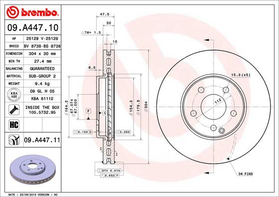 BREMBO BRAKE DISC - Mercedes Benz front 304mm