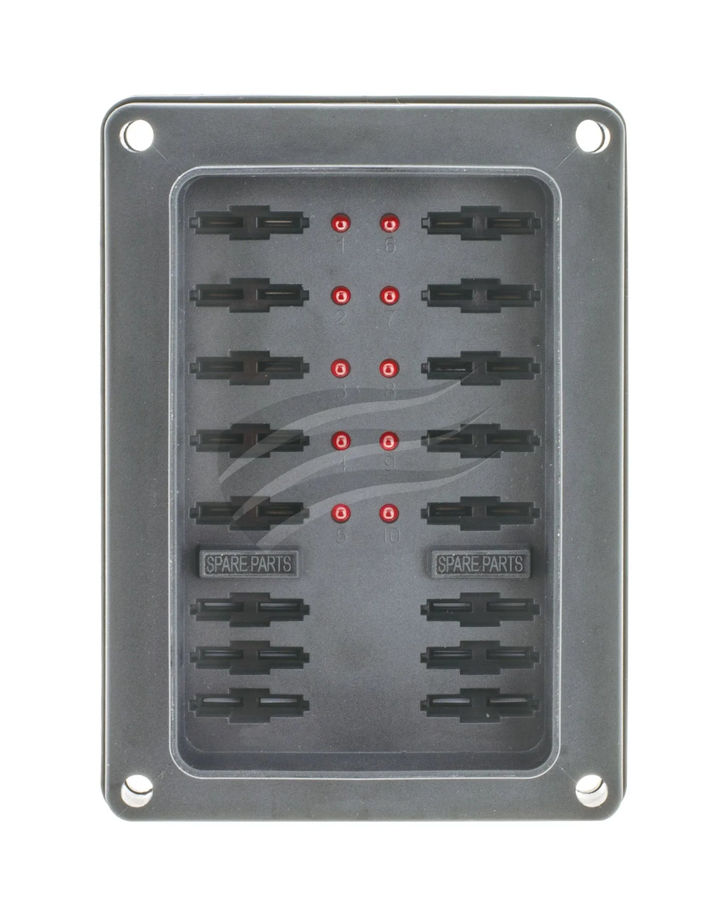 10 WAY FUSE BOX W/PROOF ATS STANDARD BLADE CLIP COVER LED