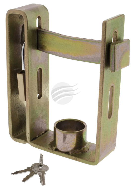 DUAL TRAILER COUPLING LOCK INC PADLOCK & 3 KEYS ZINC COATED