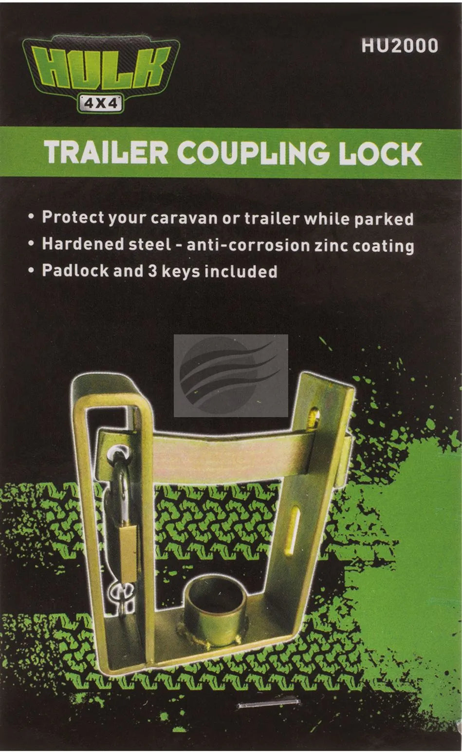 DUAL TRAILER COUPLING LOCK INC PADLOCK & 3 KEYS ZINC COATED