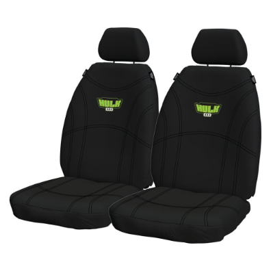 UNIVERSAL NEOPRENE SEAT COVERS BLACK/GREEN STITCH FRONTS