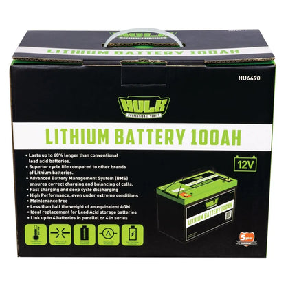 100Ah LITHIUM BATTERY LifePo4 12V 305mm x 168mm x 210mm