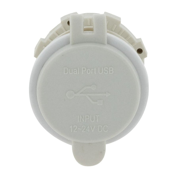 DUAL USB WHITE SOCKET PORT 1 2.4A PORT 2: QC3.0 NON LED