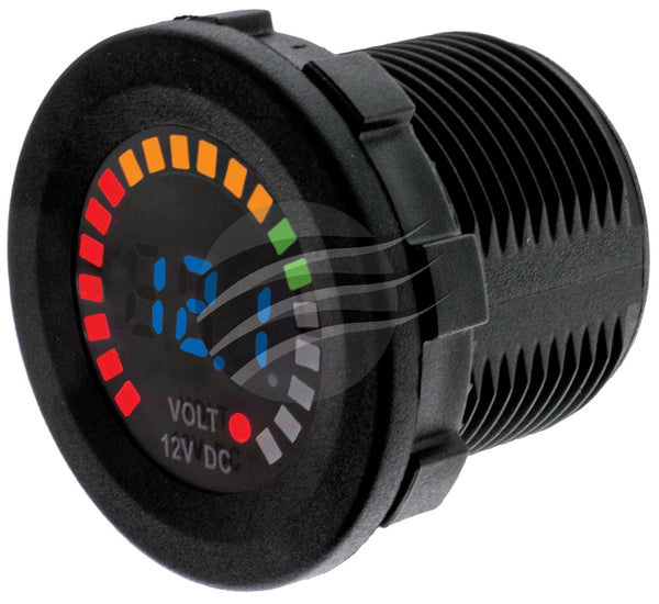 VOLTMETER WITH INDICATOR 5-15v BLUE LED 29mm DIAMETER