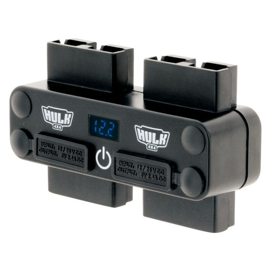 4 WAY 12/24V DC POWER ADAPTOR 4x 50A PLUGS USB'S & VOLTMETER