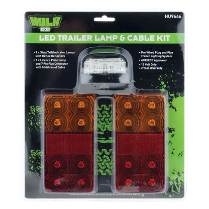 TRAILER LAMP KIT 12V 7 PIN TRAILER PLUG & 5M LEAD