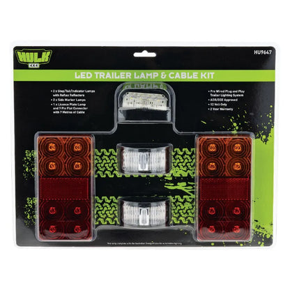 LED Trailer Lamp Kit 12V w/ 7 Pin Trailer Plug & 8M Lead / Plug & Play