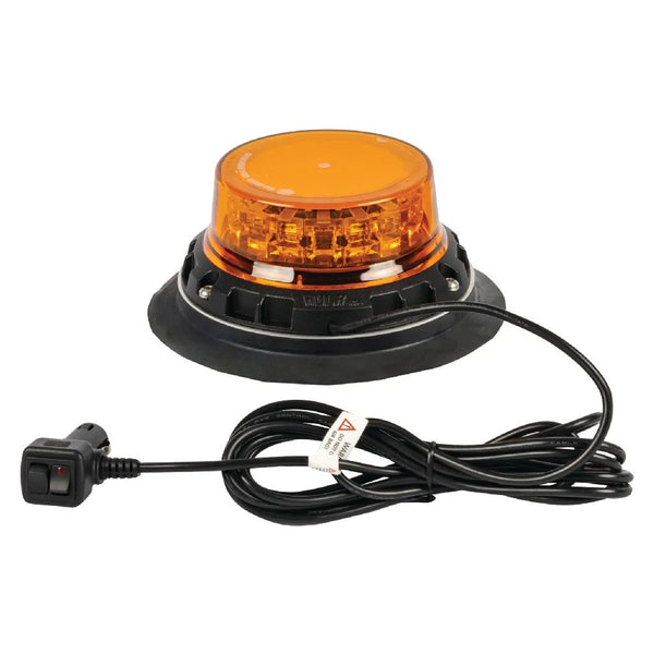 LED AMBER BEACON 12/24V VACUUM MAGNETIC MNT  9x STROBE 3x ROT