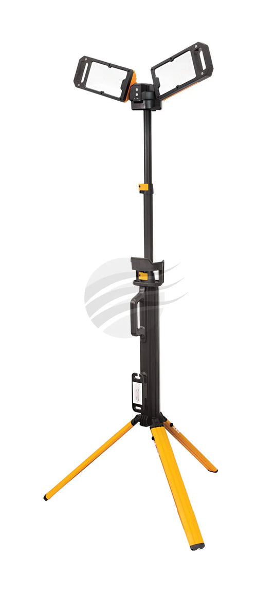 RECHARGEABLE LED WORK LIGHT TRIPOD TWIN HEAD 5000LMS MAX