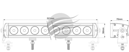510mm DRIVING LAMP LIGHTBAR FLOOD BEAM 30Deg 9-36V 120Watt