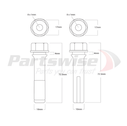 PW20003 Caliper Hardware Kit Suits single piston caliper. DB1383 pad.