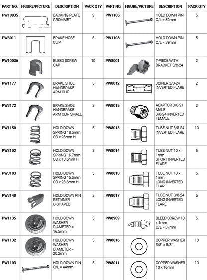 PW8958 Brake hardware assortment kit