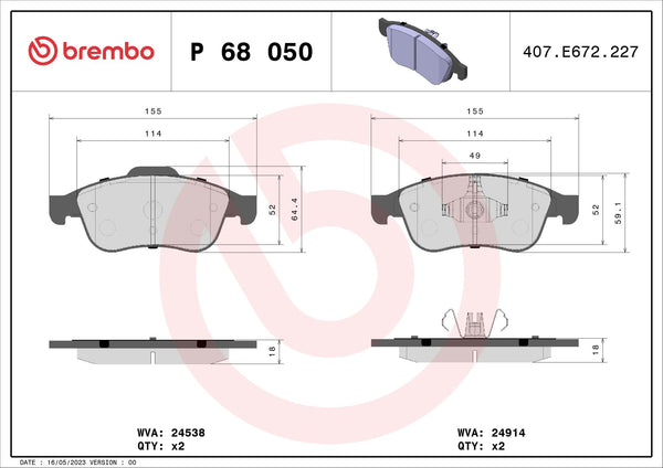 BREMBO BRAKE PAD - NISSAN/RENAULT FRONT