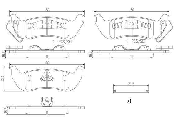 BREMBO BRAKE PAD - FORD REAR