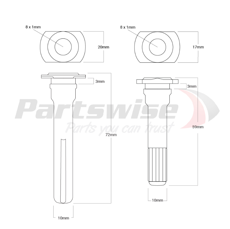 PW20018 Caliper Hardware Kit Suits TRW single piston caliper.